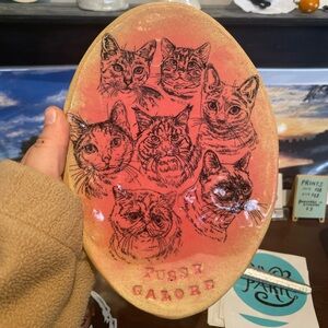 Handmade Cat Art Ceramic wall Plate